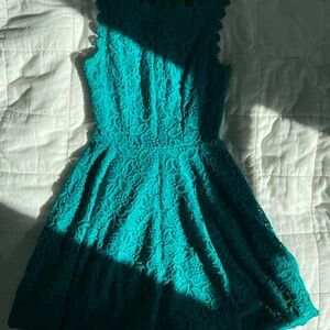 City Studio Fit & Flare Turquoise Lace Dress - 1